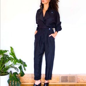 Vintage Regina Black Silk Jumpsuit in S/M